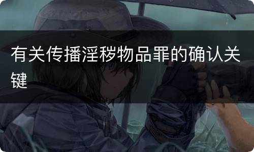 有关传播淫秽物品罪的确认关键