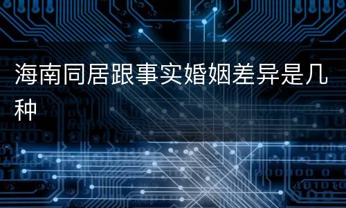 海南同居跟事实婚姻差异是几种