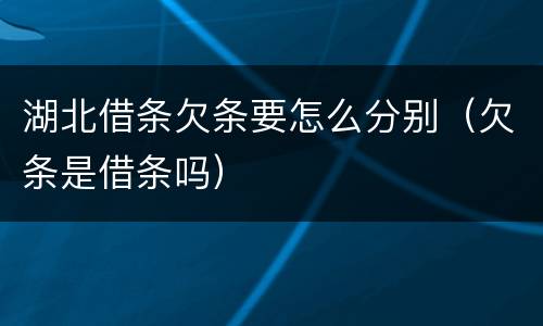 湖北借条欠条要怎么分别（欠条是借条吗）