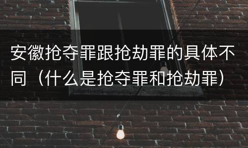安徽抢夺罪跟抢劫罪的具体不同（什么是抢夺罪和抢劫罪）