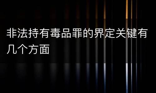 非法持有毒品罪的界定关键有几个方面