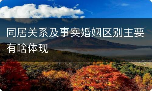 同居关系及事实婚姻区别主要有啥体现