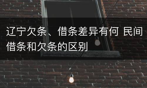 辽宁欠条、借条差异有何 民间借条和欠条的区别