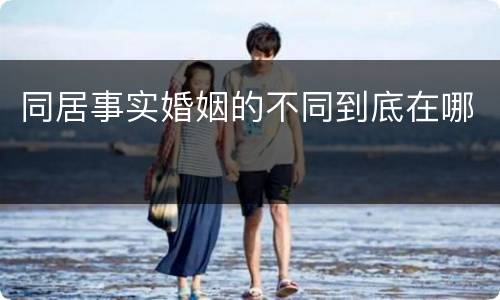 同居事实婚姻的不同到底在哪
