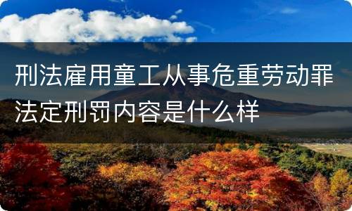 刑法雇用童工从事危重劳动罪法定刑罚内容是什么样