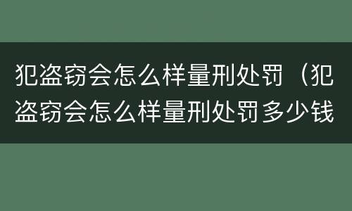 犯盗窃会怎么样量刑处罚（犯盗窃会怎么样量刑处罚多少钱）