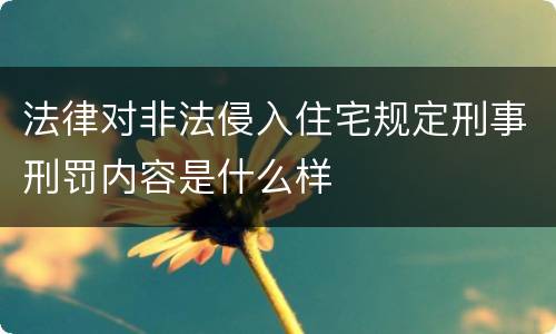 法律对非法侵入住宅规定刑事刑罚内容是什么样