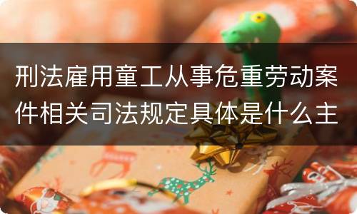 刑法雇用童工从事危重劳动案件相关司法规定具体是什么主要内容