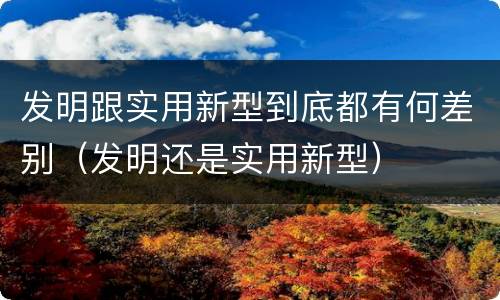 发明跟实用新型到底都有何差别（发明还是实用新型）