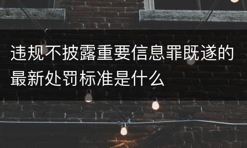 违规不披露重要信息罪既遂的最新处罚标准是什么