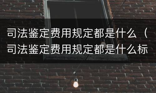 司法鉴定费用规定都是什么（司法鉴定费用规定都是什么标准）