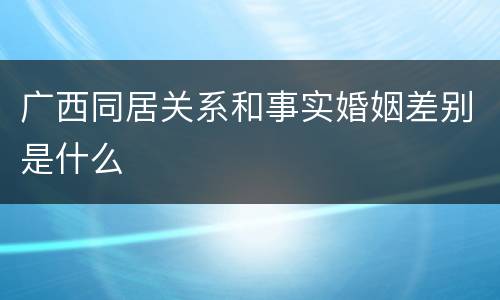 广西同居关系和事实婚姻差别是什么