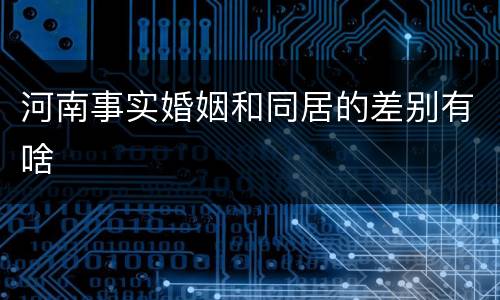 河南事实婚姻和同居的差别有啥