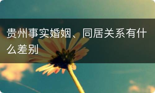 贵州事实婚姻、同居关系有什么差别