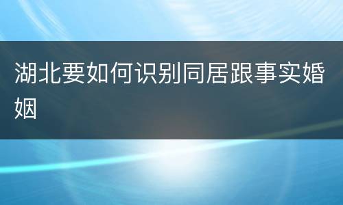 湖北要如何识别同居跟事实婚姻