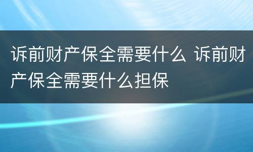 诉前财产保全需要什么 诉前财产保全需要什么担保