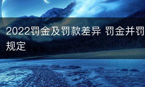 2022罚金及罚款差异 罚金并罚规定
