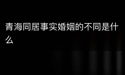 青海同居事实婚姻的不同是什么