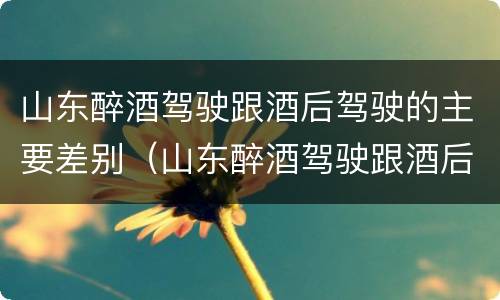 山东醉酒驾驶跟酒后驾驶的主要差别（山东醉酒驾驶跟酒后驾驶的主要差别在于）