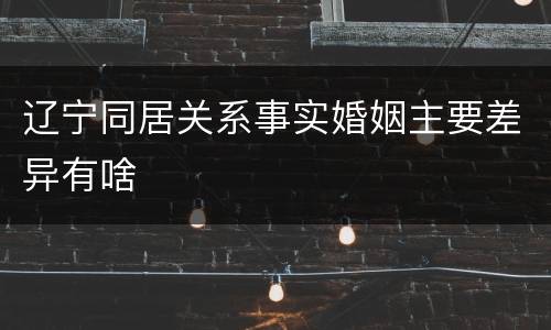 辽宁同居关系事实婚姻主要差异有啥