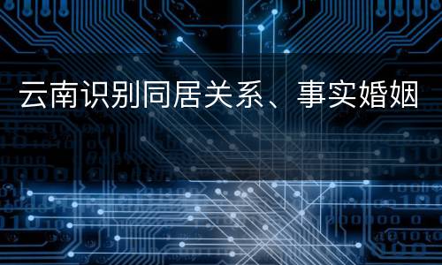云南识别同居关系、事实婚姻