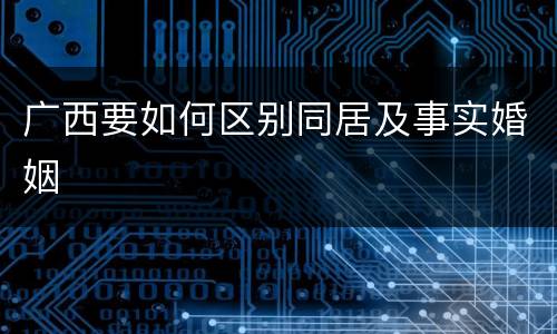 广西要如何区别同居及事实婚姻
