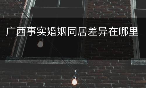 广西事实婚姻同居差异在哪里