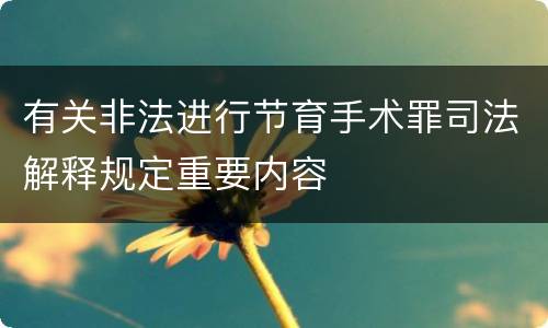有关非法进行节育手术罪司法解释规定重要内容