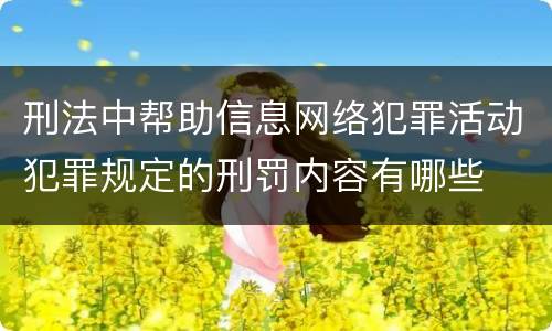 刑法中帮助信息网络犯罪活动犯罪规定的刑罚内容有哪些