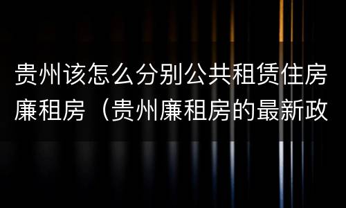贵州该怎么分别公共租赁住房廉租房（贵州廉租房的最新政策）