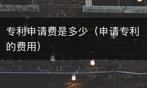 专利申请费是多少（申请专利的费用）