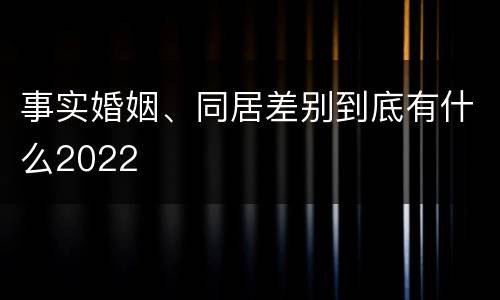 事实婚姻、同居差别到底有什么2022