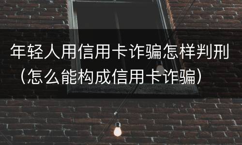 年轻人用信用卡诈骗怎样判刑（怎么能构成信用卡诈骗）