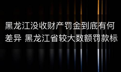 黑龙江没收财产罚金到底有何差异 黑龙江省较大数额罚款标准