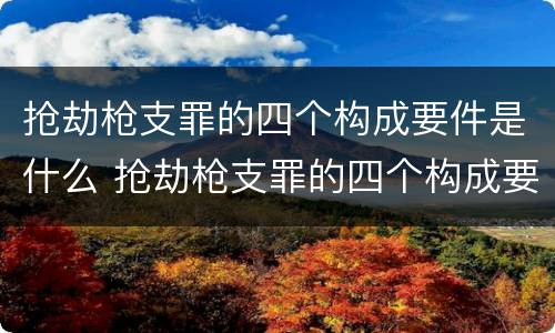 抢劫枪支罪的四个构成要件是什么 抢劫枪支罪的四个构成要件是什么意思