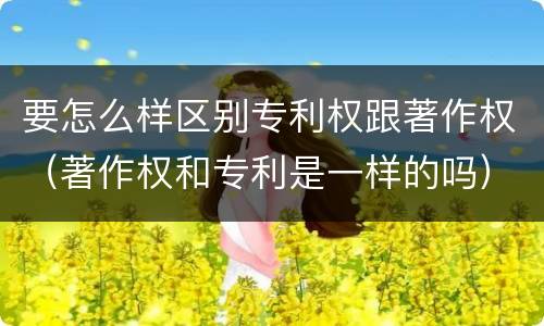 要怎么样区别专利权跟著作权（著作权和专利是一样的吗）