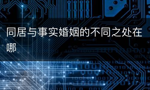 同居与事实婚姻的不同之处在哪