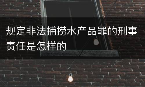 规定非法捕捞水产品罪的刑事责任是怎样的