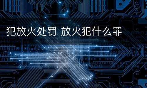 犯放火处罚 放火犯什么罪