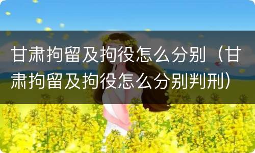 甘肃拘留及拘役怎么分别（甘肃拘留及拘役怎么分别判刑）
