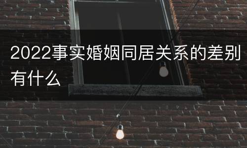 2022事实婚姻同居关系的差别有什么