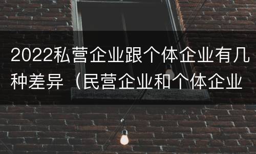 2022私营企业跟个体企业有几种差异（民营企业和个体企业的区别）
