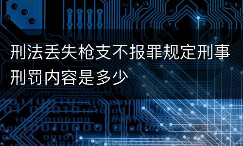 刑法丢失枪支不报罪规定刑事刑罚内容是多少