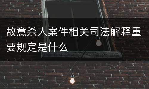 故意杀人案件相关司法解释重要规定是什么