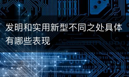 发明和实用新型不同之处具体有哪些表现