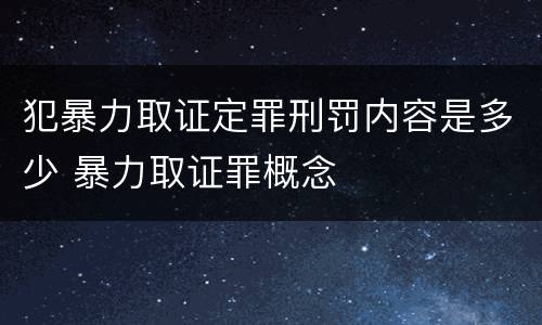 犯暴力取证定罪刑罚内容是多少 暴力取证罪概念