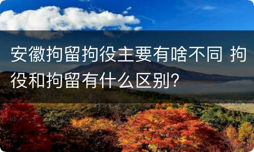安徽拘留拘役主要有啥不同 拘役和拘留有什么区别?