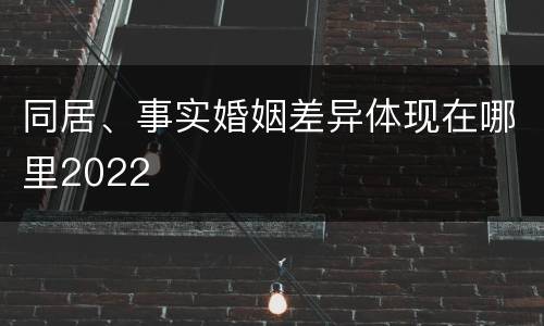 同居、事实婚姻差异体现在哪里2022