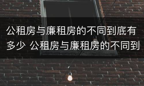 公租房与廉租房的不同到底有多少 公租房与廉租房的不同到底有多少套房子
