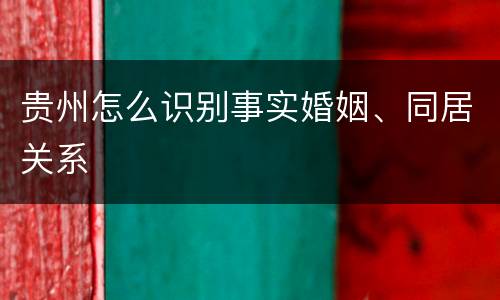 贵州怎么识别事实婚姻、同居关系
